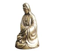 LIFKOME Retro Brass Guanyin Statue Figurine Detailed Buddhist Sculpture for Temple Home Office Decoration Premium Craft Ornament with Classic Asian Zen Design