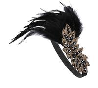 LIFKOME Retro Flapper Headband Vintage Hair Band for Wedding Guest Performance Plume Headband Accessories Women