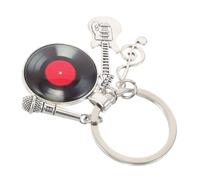 LIFKOME Retro Music Inspired Keychain with Mini Guitar Vinyl Record Microphone Pendants Compact Backpack Charm for Music Lovers Stylish Musical Note Accessory Fans
