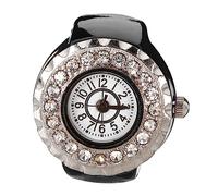 LIFKOME Ring Watch Earrings Couple Watches Men and Women Accessories Rings Stacking Rings Women Knuckle Finger Watches Fidget Rhinestone Jewelry Hoops Wrist Black Stainless Steel