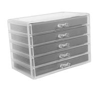 LIFKOME Rock Display Case and Jewelry Collection Box with 5 Tiers, Acrylic Grid Organizer with 18 and 6 Compartments, Grey Rock Holder for Collectors and Display Storage