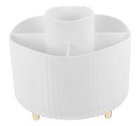 LIFKOME Rotatable Makeup Brush Holder Sturdy White Plastic with Large Capacity and Compartment Design Desktop Organizer Suitable for Office and Bedroom Use