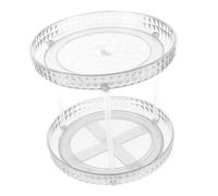 LIFKOME Rotating Transparent Cosmetic Organizer Tray with Diamond Pattern Capacity Makeup and Perfume Storage Stand for Dresser and Vanity Desktop