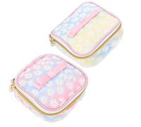 LIFKOME Sanitary Napkin Bags Nylon Cloth Material Portable 2pcs with Embroidered Patterns Keep Feminine Pads Clean and Dry, Lovely Design Random Color for Everyday Use