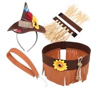 LIFKOME Scarecrow Costume Kit Felt Headpiece and Straw for Halloween Cosplay Party Accessories for and Women Easy to Style Group Outfit
