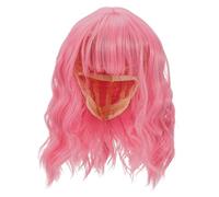 LIFKOME Short Pink Wavy Wig with Bangs for Women Curly Synthetic Hair Soft High-temperature Easy Maintenance Stylish Pastel Bob for Daily Wear and Cosplay