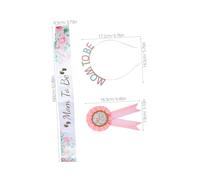 LIFKOME Shower Sash Kit for Mom Dad Pin Corsage and Crown Headband Lightweight Pink Maternity for Gender Reveal and Girl Shower Celebration