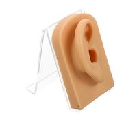 LIFKOME Silicone Wear-resistant Right Ear Model with Acrylic Stand Flexible Soft Silicone Ear for Piercing Practice and Earring Display for Jewelry Showcase and Professional Use