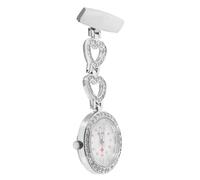 LIFKOME Silver Rhinestone Alloy Nurse Pocket Watch Stylish Portable Quartz Timepiece for Doctors and Nurses Healthcare Professionals