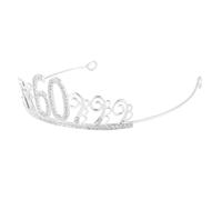 LIFKOME Silver Rhinestone Crystal Crown Tiara Cake Topper 60th Birthday Cake Decoration Accessory for Women Wedding Party Celebration