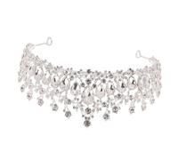 LIFKOME Silver White Bridal Crown Hair Accessory with Rhinestones, Wedding Headdress for Brides, Princess Tiara Headband, Wedding Dress Accessories for Bridal Hair