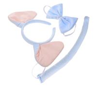 LIFKOME Sky-blue Elephant Ears Hairband Costume Set with Bow Tie and Tail for Cloth Material Animal Dress-up Accessories for Jungle Parties Halloween and Educational Play