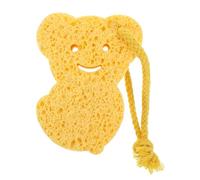 LIFKOME Soft Bath Sponge Cartoon Bear Design Wood Pulp Fiber Material Gentle Newborn Skin Quick-Soften for Rich Bubbles and Heat-Resistant Bathing Brush with Lanyard for Easy Storage