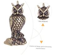 LIFKOME Solid Brass Owl Pendant Decorative Keychain Tea Table Ornament Creative Standing Animal Design Polished Surface with Delicate Texture Stylish Bronze Brassware for Home and Tea Pet
