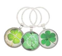 LIFKOME St.Patrick Day Keychain 3pcs Four Leaf Key Ring Green Shamrock Lucky Charm Pendant for St.Patrick Day Birthday Purse Bag decoration