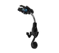 LIFKOME Stainless Steel Belly Button Ring Dangle Cat and Rhinestone Charm for Women Unique Belly Piercing Jewelry Trendy Black Navel Accessory