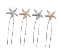 LIFKOME Star Hair Clips and Barrettes 4pcs Set Alloy Beach Wedding Hair Accessories for Brides Silver and Gold Tones Bridal Hairpins for Prom and Seaside Party