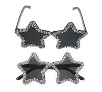 LIFKOME Star Shaped Sunglasses Compact Portability for Women 2pcs with Rhinestone Decoration, Plastic Frame for Summer Travel Checkins and Eye-catching Party Accessories