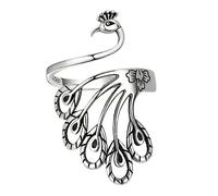 LIFKOME sterling silver rings knitting markers rings adjustable ring for women peacock ring peacock jewelry for women knitting rings for fingers womens ring phoenix copper folk-custom s925