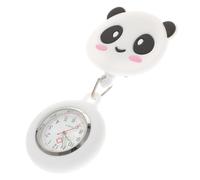 LIFKOME Stretchable Nurse Pocket Watch Panda Design White Silicone Metal Glass Mirror Zinc Alloy Convenient Easy to Wear Simple Style Beautiful Design Creative Stretchable Lovely