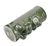 LIFKOME Tiki Wine Tumbler Green Ceramic for Home and Bar Use | Creative round Shape, Easy to Clean, Holds Hot Water, Simple Style for Cocktails and Juice