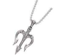 LIFKOME Titanium Steel Trident Necklace with Chain Greek Sea God Pendant Dark Style Ancient Amulet Jewelry Birthday Gift for Boyfriend Men