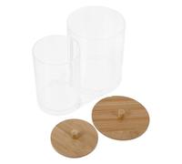 LIFKOME Transparent Cotton Swab Holder with Lid Portable Acrylic Cotton Pad Jar and Toothpick Organizer Box for Bathroom Vanity Storage Compact Lightweight Design for Easy Refilling and