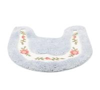 LIFKOME U Shaped Toilet Floor Mat Non-slip Cushion Pad with Comfortable Touch, Mixed Fabric Bathroom Doormat for Home and Restroom Use, Pastoral Style Blue Floor Mat Assorted Assorted