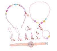 LIFKOME Unicorns Watch and Jewelry Set for Girls Silicone Quartz Watch Necklace and Hair Accessories Birthday Little Girls