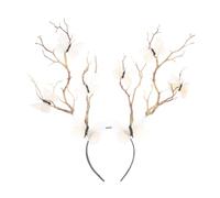 LIFKOME Unique Halloween Antler Headband with White Butterfly Lightweight Cosplay Hairband for Women Breathable Party Accessory for Birthday Costume and Photoshoot