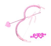 LIFKOME Valentine S Cupid Bow and Heart Arrow Set with Sparkly Pink Glasses Romantic Costume Accessory for Adults for Valentine S Day Parties Bachelorette and Couples Events
