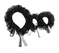 LIFKOME Victorian Gothic Lace Collar and Wrist Cuff Set for Women, Black Ruffle Neck Accessory with Lace Wrist Sleeves, Renaissance Drama and Wedding Costume Accessories