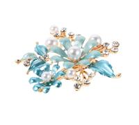LIFKOME Vintage French Flower Hair Barrette with Pearl and Rhinestone Accents Elegant Blue Duckbill Clip for Wedding and Everyday Styling Secure Retro Metal Hair Accessory for Women