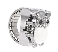 LIFKOME Vintage Owl Design Finger Ring Watch Flip-up Cover Decorative Small Watch for Women and Men Creative Movement Jewelry Timepiece for Halloween and Birthdays