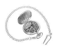 LIFKOME Vintage Quartz Pocket Watch for Men with Polished Alloy Case and Roman Numerals Protective Flip Cover Chain Included Elegant Retro Style for Christmas Fathers Day Birthday