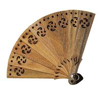 LIFKOME Vintage Wood Mini Folding Fan Pendant Hanging Decor Fine Car Ornament Handcrafted Retro DIY Crafts Keychain Accessory for Women Men Elderly