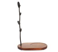LIFKOME Vintage Wooden Base Cup Hanging Rack with Iron Art Stable Coffee Mug Stand for Kitchen Countertop Space-Saving Drinkware Organizer with Wide Solid Base Portable Mug Holder for Cup