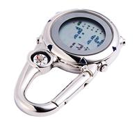 LIFKOME Waterproof Stainless Steel Fob Watch with Blue Mini Carabiner for Outdoor Activities and Climbing, Low Battery Consumption Stylish Climbing Watch for Adventure and Camping