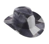 LIFKOME Western Cowboy Costume Hat Wide Brim Polyester Patchwork Design for Halloween Cosplay and Parties Breathable Jazz Hat Style for Unique Outdoor Fashion