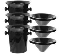 LIFKOME Wine Tasting Spittoon 3Pcs Plastic Round Black with Lid for Bars and Wine Specialty Shops Featuring Large Mouth and Ice Cooling Function