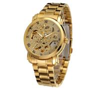 LIFKOME Winner Men's Automatic Mechanical Watch Gold Stainless Steel Band Self-Winding Wristwatch for Men Elegant Timepiece