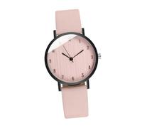 LIFKOME Women’s Quartz Wrist Watch, Lightweight Leather Strap, Wood Grain Dial, Small Numbers, Slim Pink Band, Stylish Analog Watch for Casual and Use