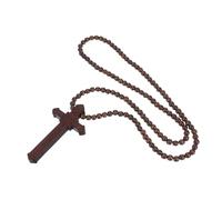 LIFKOME Wooden Christian Cross Pendant Necklace with Prayer Beads Lightweight Hypoallergenic Religious Jewelry for Men and Women Urban Hip-hop Style Suitable for Church and Daily Wear