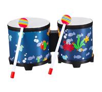 LIFKOME Wooden Comfortable to Touch without Wood Splinters Percussion Bongo Drum Instrument with Underwater World Patterns for Beginners Practice and Party Performance