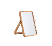 LIFKOME Wooden Foldable Makeup Mirror Single Sided Toilet Glass with Fill Light Clear Vanity Mirror for Women and Portable Square Dressing for Daily and Travel Use