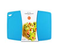 Liflicon Extra Large Thick Silicone Cutting Boards for Kitchen 14.6'' x 10.43'' Flexible Cutting Chopping Boards/Mats Non-slip Deep Drip Juice Groove, Dishwasher Safe-Blue
