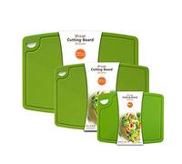 Liflicon Thick Cutting Boards Set of 3pcs Large 14.6'' x 10.43'',Middle 12.6'' x 9.1”, Mini 9.1”x7.1” Juice Grooves Easy Grip Handle Dishwasher Safe for Kitchen,Chif-Green