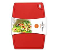 Liflicon Thick Silicone Cutting Board 12.6'' x 9.1'' Juice Grooves Easy Grip Handle Dishwasher Safe-Red