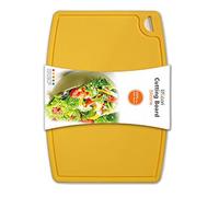 Liflicon Thick Silicone Cutting Board 12.6'' x 9.1'' Juice Grooves Easy Grip Handle Dishwasher Safe-Yellow