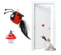 LIFLIX 2PCS Set Interactive Chirping Cat Toys, Hanging Retractable Catnip Toy, Self play cat toy for for Indoor Cats, Cat Wand Toy, Worm Shape